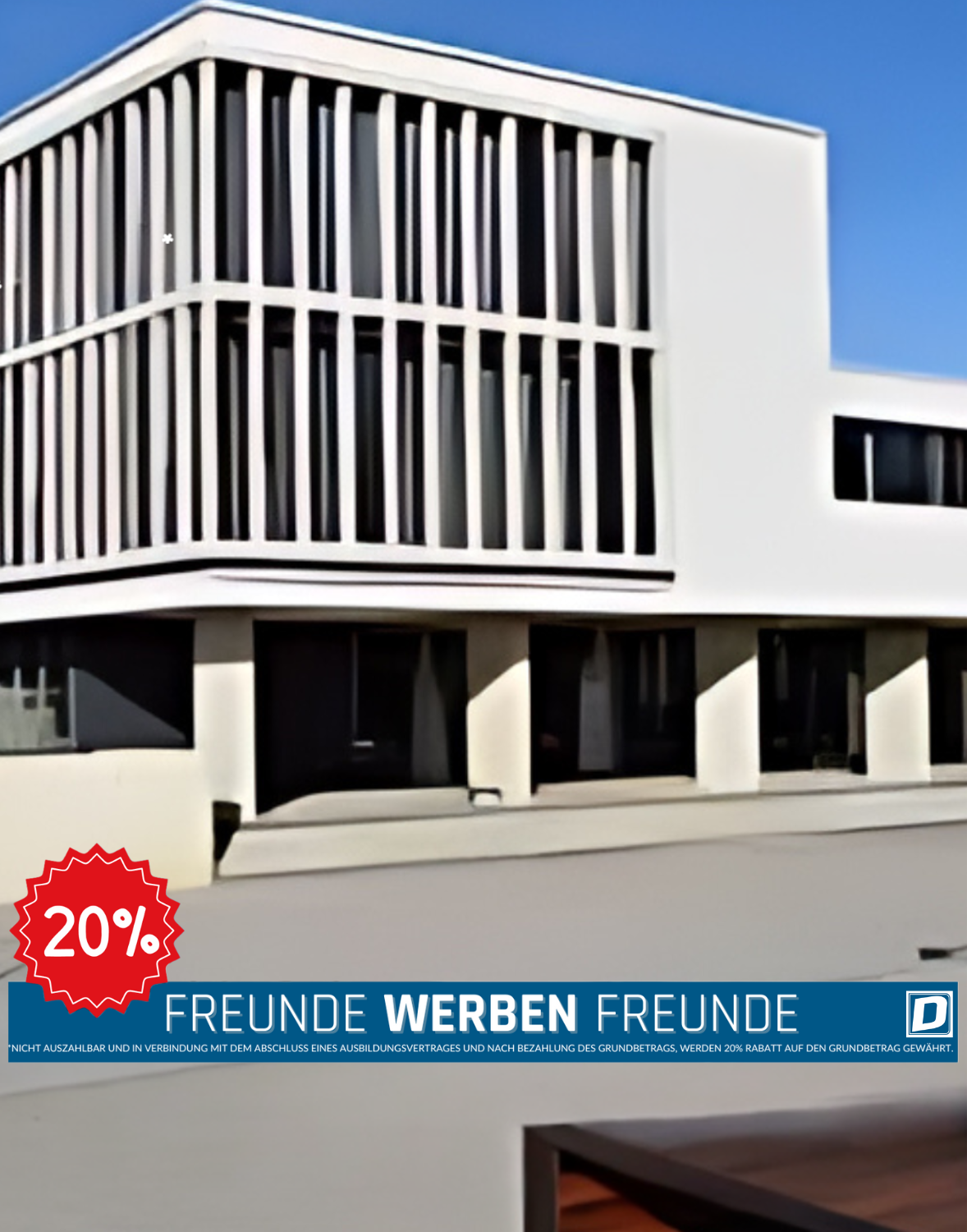 Freunde werben Freunde Motiv Gebäude Ein Gebäude und Bewerbung der Aktion Freunde werben Freunde